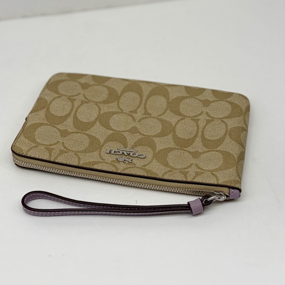 Coach Large Corner Zip Wristlet Wallet In Signature Canvas - Picture 7 of 9